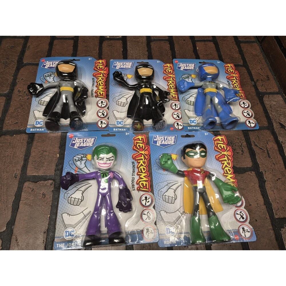 Lot of 5 DC Justice League Flextreme Bendable 7” Action Figure Mattel NIP